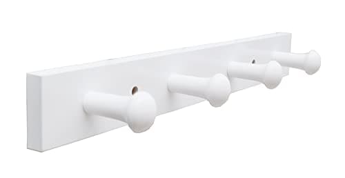 Wall-Mounted Hook Coat and Hat Rack - 4 Hooks, White | Entrance Decor