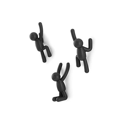Umbra Buddy Wall Hooks – Decorative Hanging Hooks for Coats, Scarves & More, Set of 3, Black