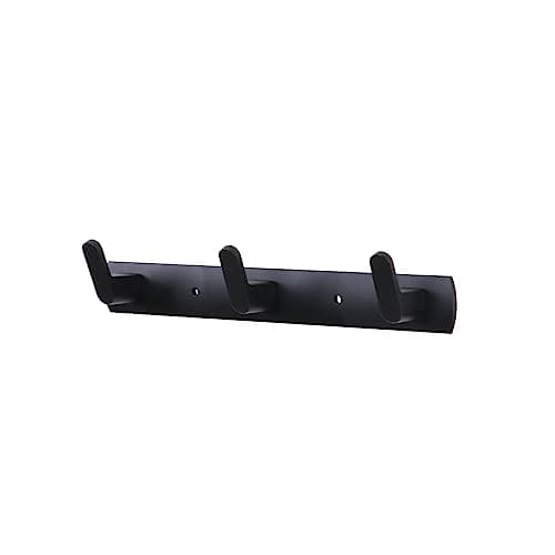Multi-Functional Grey Aluminum Towel Hooks - 4 Hooks for Closets & Bathrooms — Black