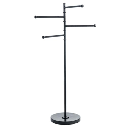MyGift 4ft Tall Matte Black Metal Towel Holder with 4 Swivel Bars