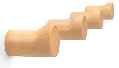 Black Walnut Wood Wall Hooks - Pack of 4 Minimalist Decor — Beech
