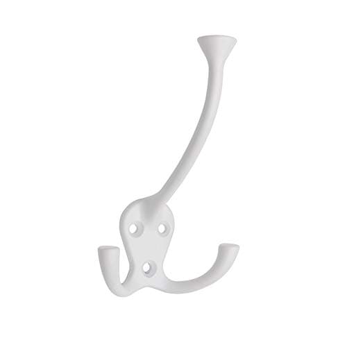 HARPOON 5 Pack Heavy Duty Three Flared Prongs Coat Hooks, Black — White