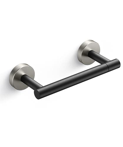 FORIOUS Matte Black Wall-Mounted Toilet Paper Holder — Matte Black & Brushed Nickel