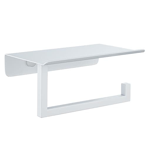 JQK 304 Stainless Steel Toilet Paper Holder and Phone Shelf, Brushed Finish TPH202-BN-T — White