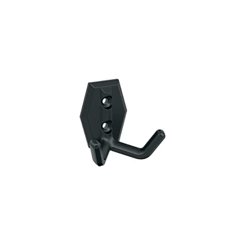 Matte Black Double Prong Decorative Wall Hook for Coats, Hats, Backpacks, Bags | Multi-Use Hooks for Various Rooms | Amerock Brand.