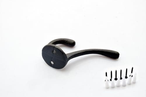 10-Piece Black Double-Prong Wall Hook Set – Heavy-Duty Metal Hangers for Coats, Towels & More – Decorative Home Organiza