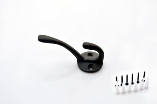 10-Piece Black Double-Prong Wall Hook Set – Heavy-Duty Metal Hangers for Coats, Towels & More – Decorative Home Organiza