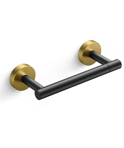 FORIOUS Matte Black Wall-Mounted Toilet Paper Holder — Matte Black & Gold