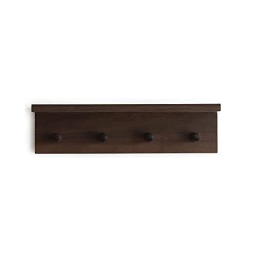 Walnut Wooden Wall-Mounted Coat Rack with Hooks (1pcs)