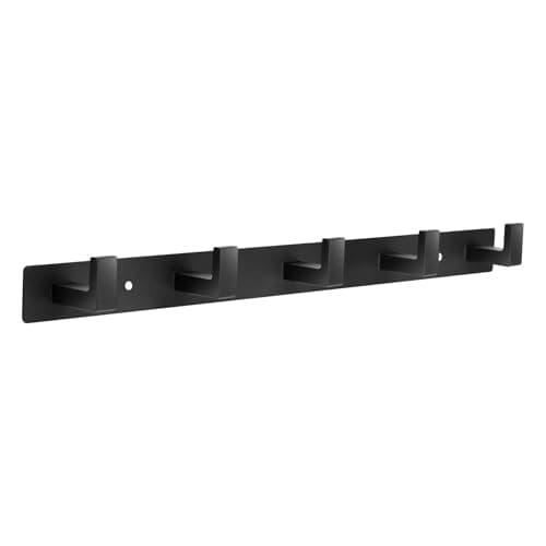 Black Metal Coat Rack, 5 Hooks, Heavy Duty, Wall Mount, Entryway, Bathroom, Garage, RV, 1 PC