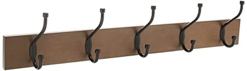Amazon Basics Rectangular 5-Hook Farmhouse Coat Rack, Barnwood