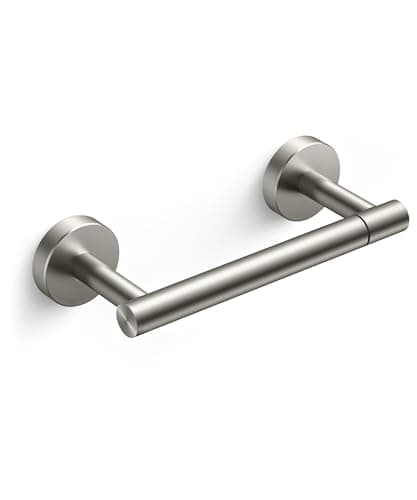 FORIOUS Matte Black Wall-Mounted Toilet Paper Holder — Brushed Nickel