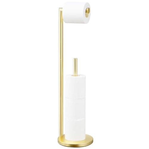 Standing Toilet Paper Holder with Storage - For Bathroom — Gold