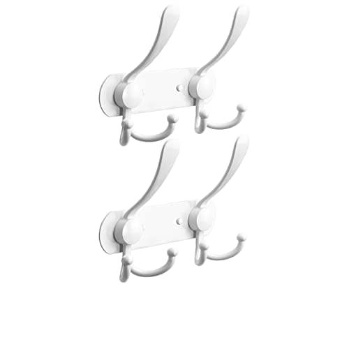 NearMoon Heavy Duty Coat Rack, 5 Hooks, Matte Black, Wall Mount Towel & Hat Hooks — White