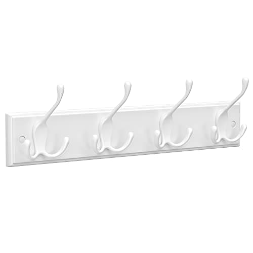 SongMics Wall-Mounted Coat Rack with 4 Tri-Hooks, White ULHR30WT