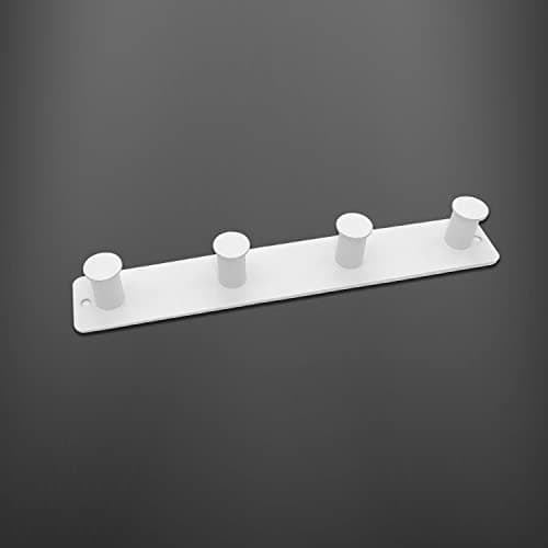 White Wall Mount Coat Rack with 4 Hooks, Stainless Steel Door Hooks