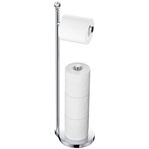 Heavy-Duty Metal-Free Toilet Paper Holder with Crystal Ball, Matte Black Stand — G- Polished Chrome