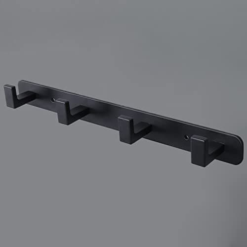 Heavy Duty Stainless Steel Coat Rack, 4-Tri Hook Hanger, Black, Wall Mount Storage