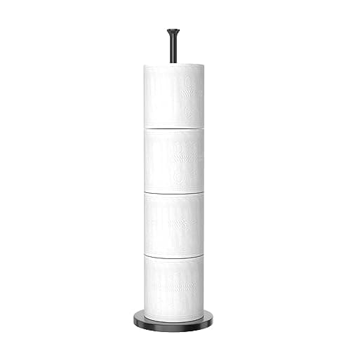 Free-Standing Stainless Steel Toilet Paper Holder Stand with Reserve Function for Bathroom & Toilet Rolls Storage — Matte Black