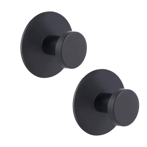 Bathroom Wall Towel Hooks - Stainless Steel, Up to 12LB, Matte Black — black 2pcs