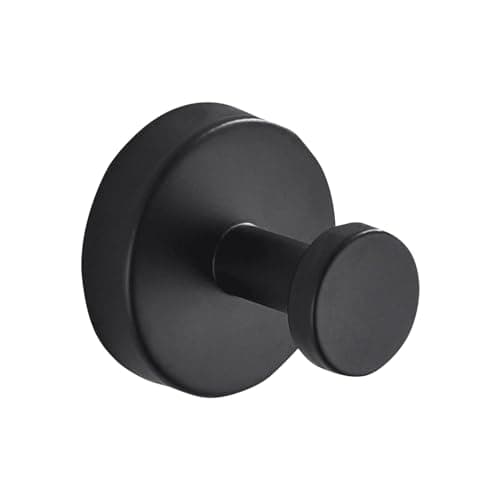 Stainless Steel Cup Towel Hooks, Wall Mount Robe Holder, Heavy Duty Waterproof (4, Black)