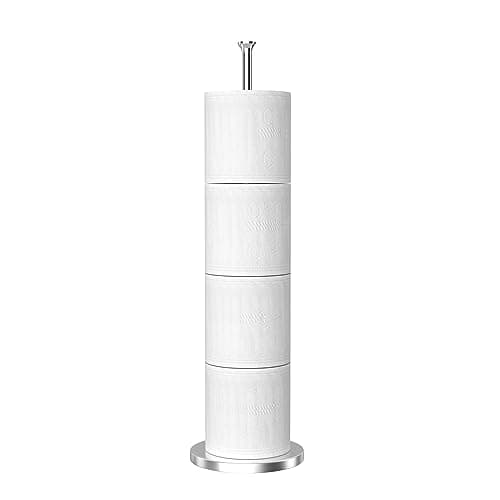 Free-Standing Stainless Steel Toilet Paper Holder Stand with Reserve Function for Bathroom & Toilet Rolls Storage