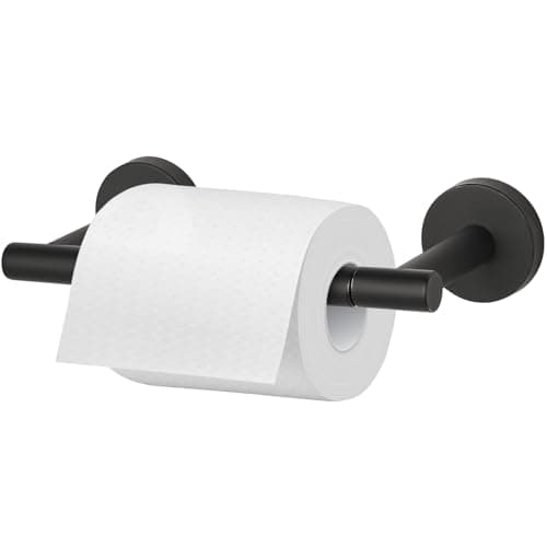 Newfun Brushed Nickel SUS 304 Stainless Steel Double Post Pivoting Toilet Paper Holder — Matte Black