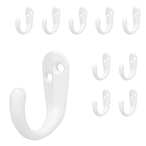 NearMoon Heavy Duty Matte Black Wall Hooks for Towel, Hat, Key, Bag — White