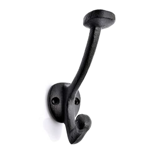 Ambipolar 5-Pack Black Iron Wall Hooks for Coats & More Black