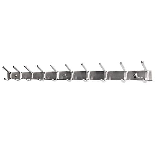 10-Coat Stainless Steel Wall Rack, Brushed Nickel Finish