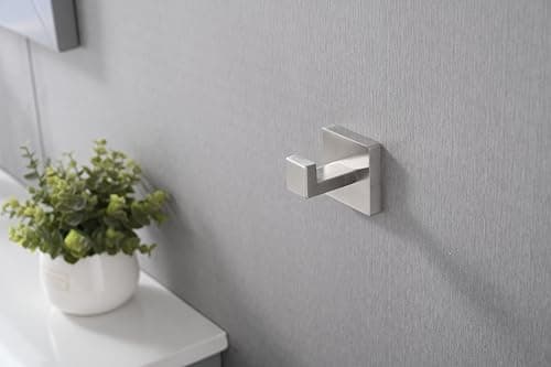 Stainless Steel Brushed Nickel Towel Hooks - 4 Pack, 10 lb Capacity