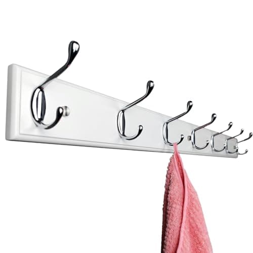 Wall-Mounted White Wood Coat Rack with 3 Hooks, Small Size — 35.4inch