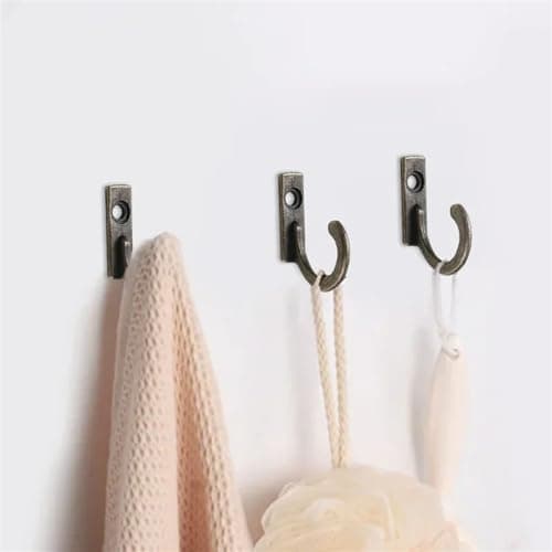 Silvery Wall Mounted Coat Rack with 10PCS Hooks & Cup Holder