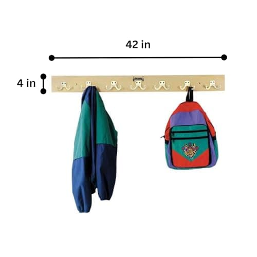 Jonti-Craft Wall Mount Coat Rail, 7 Hooks