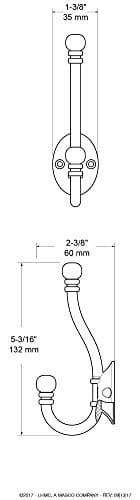 Liberty B46305C-FB-C Flat Black Ball End Coat & Hat Hook