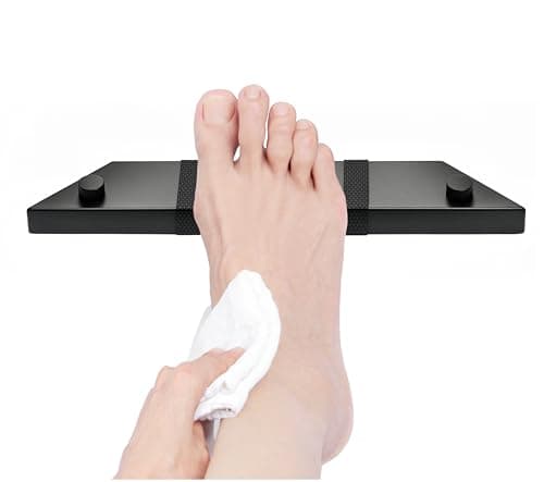 Stainless Steel Non-Slip Shower Foot Rest for Leg Shaving (Matte Black)