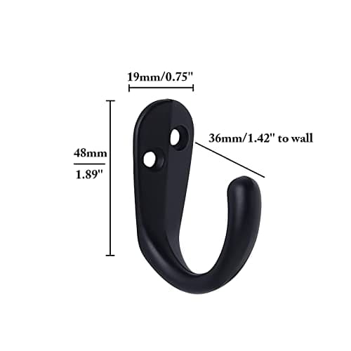 Black 6-Pack Antique Jacket Hooks for Entryway Heavy Duty Wall Mount