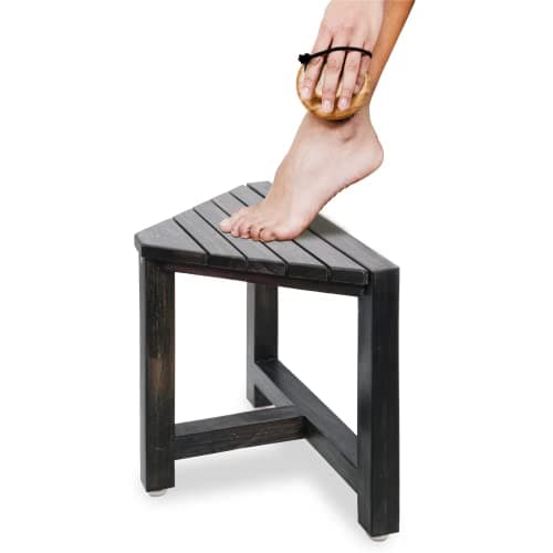 ENKEZI Rustic Black Shower Foot Rest - 12 in Bench for Inside Showers