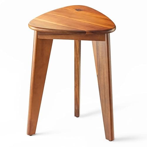 HOLANA Acacia Wood 12" Corner Shower Footrest - Waterproof Bench for Inside Shower — Walnut
