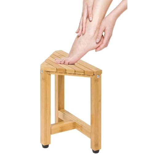 Triangle-Shaped 13.2 in Corner Shower Stool for Foot Rest and Shaving