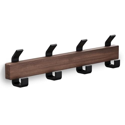 Solid Walnut Wall Mount Coat Rack with 4 Heavy Duty Hooks — JBlack+Walnut