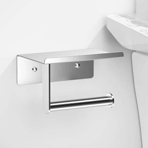 ASTOFLI Rustproof Brushed Nickel Toilet Paper Holder with Shelf