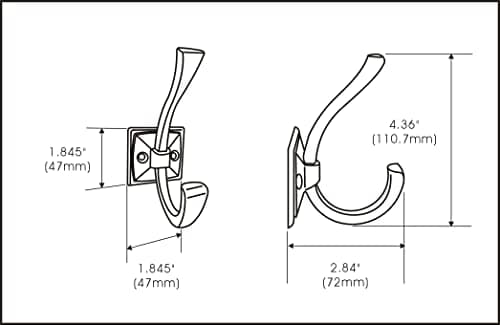 QCAA Matte Black Zinc Die Cast Coat and Hat Hook, 5 Pack