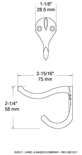Franklin Brass Heavy Duty Double Hooks Matte Nickel Coat and Hat Wall Mount Hanger B59303G-SN-C