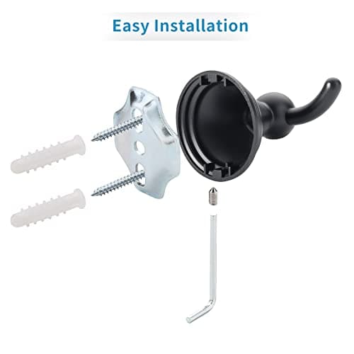 FILTA Matte Black Bathroom Towel & Robe Hooks (4 Pack)