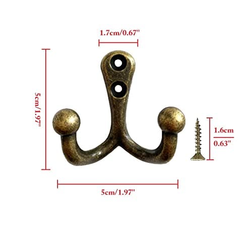 Vintage Heavy Duty Coat Hooks (5 Pack) for Hanging Clothes and Accessories