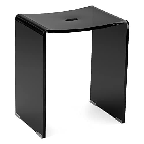 Navaris Black Acrylic Shower Bench - Waterproof 17.1" x 14.6" x 11" Seat