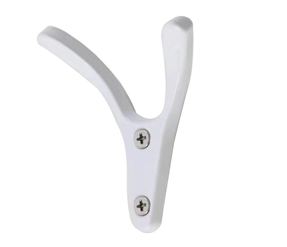 Heavy Duty Black Wall Hooks for Coats, Towels & Keys (Nickel, 5 Pac) — White