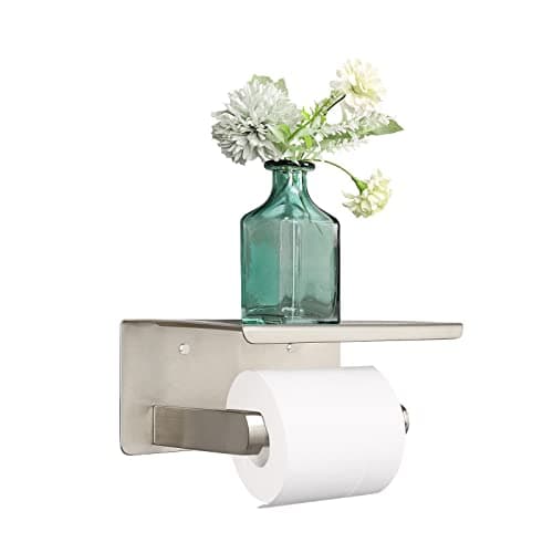 NearMoon 304 Stainless Steel Toilet Paper Holder with Shelf for Bathroom/Kitchen