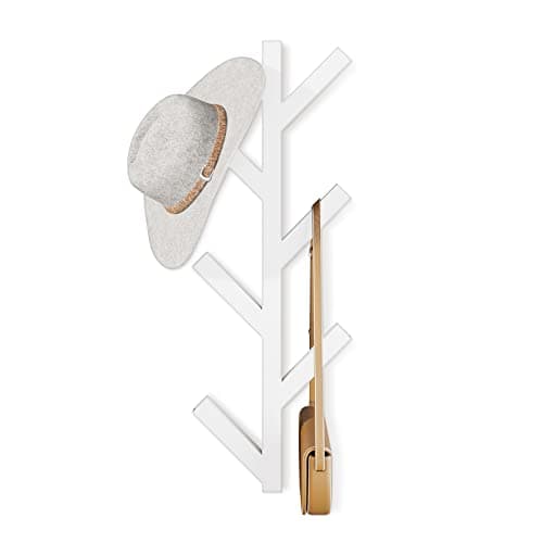 RRG Vertical Wall Coat Rack, 16 inch Metal, for Hats & Jackets (16") — White